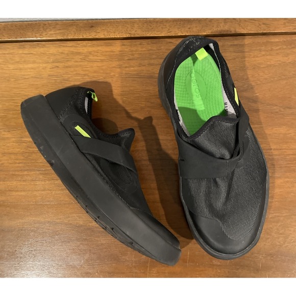 OOFOS OOmg Fibre‎ Shoes Mens Size 9.5 Black Slip On Recovery Comfort Walking